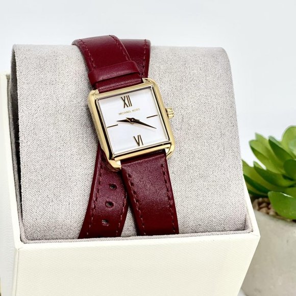 NWT MICHAEL KORS Lake Red Leather Watch MK2761 main image 11